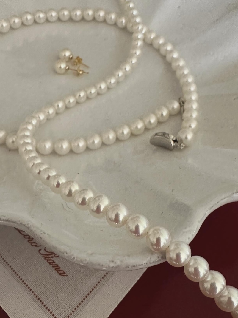 [세트할인] Pearl Necklace + Pearl Earrings